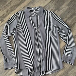 Express Navy & White Vertical Stripe Blouse